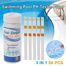 Load image into Gallery viewer, Aquarium Fish Tank Water Tropical Test Strips Kit Nitrite Nitrate PH Chlorine Bromine Total Hardness Test Strips 50pcs
